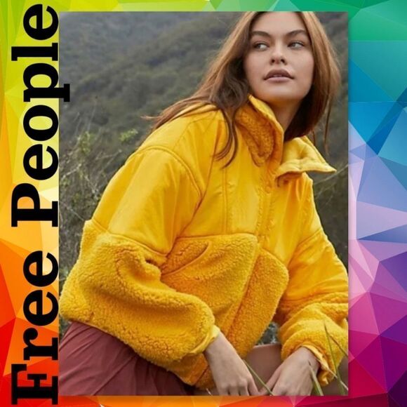 NWT Free People Movement Adventure Awaits Orange Orangeade Sherpa Fleece Jacket - Picture 1 of 9